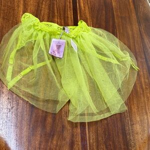 Savage X Fenty Neon Lime Sheer Tulle Skirt w/Garter belts